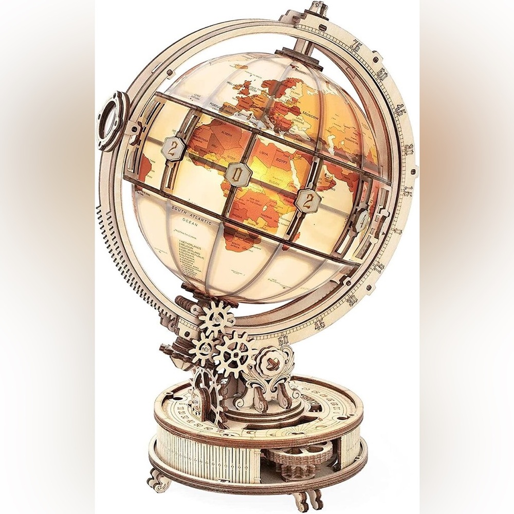 ROKR LED Luminous Globe 3D Wooden Puzzle DIY Building Assembly Model